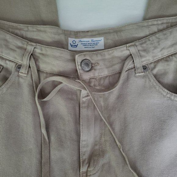 CARE LABEL Wide Leg Drawstring Jeans in Light Khaki Beige Size 4/27 Brand New - Picture 5 of 9